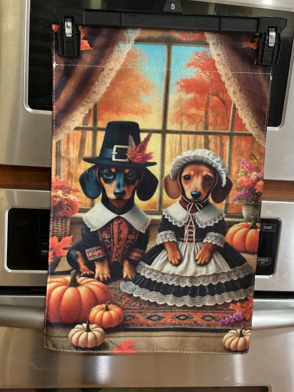 NEW Burlap Thanksgiving Dachshund Garden Flag, Double sided